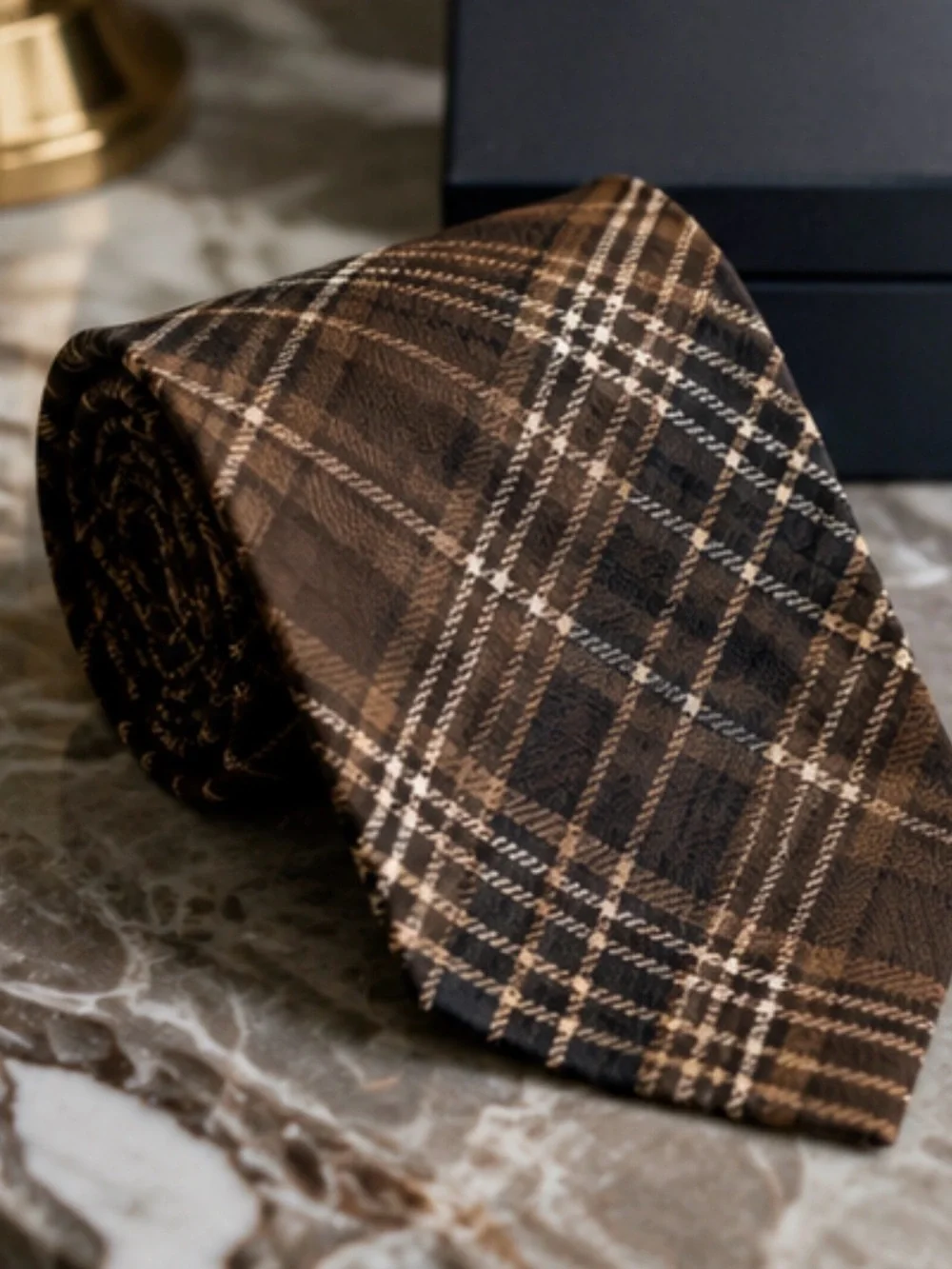 Ralph Lauren Purple Label 100% linen Tie Made in Italy Brown Black Tan